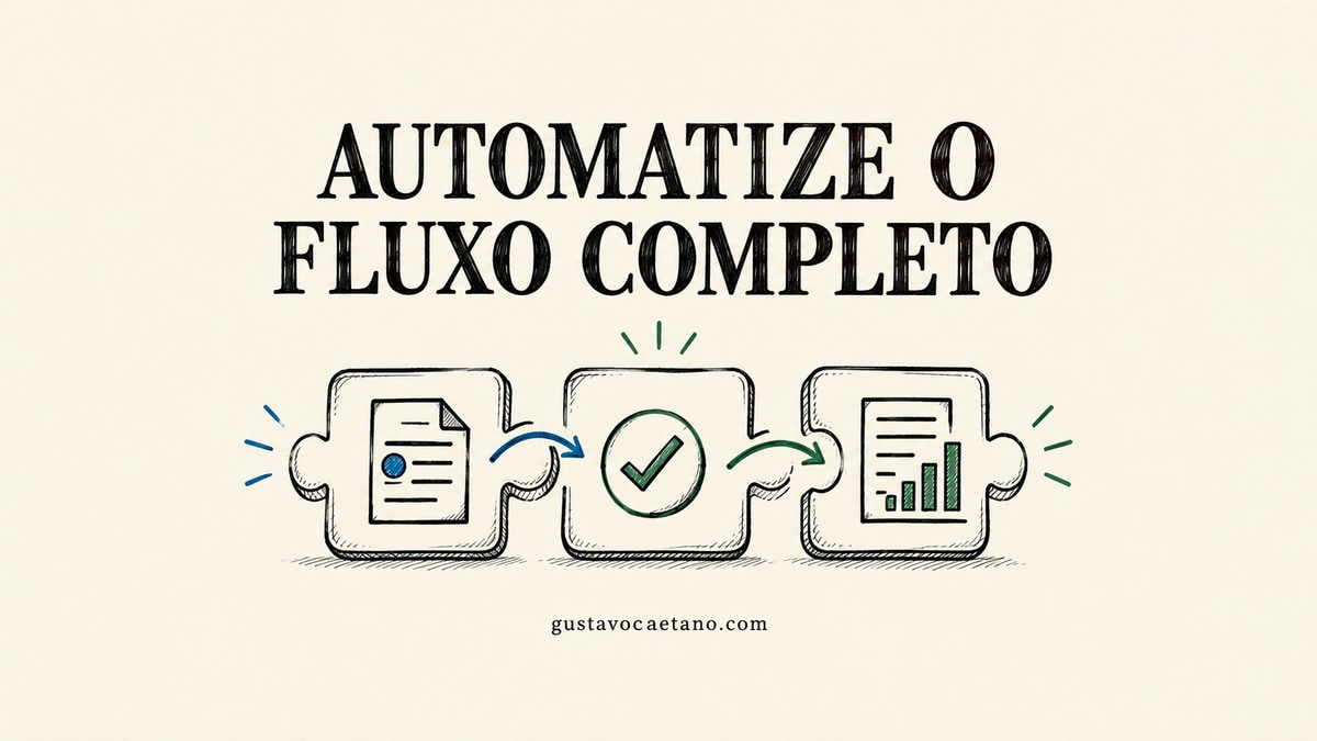 Caderno editorial com ilustração sobre automação financeira para empresas
