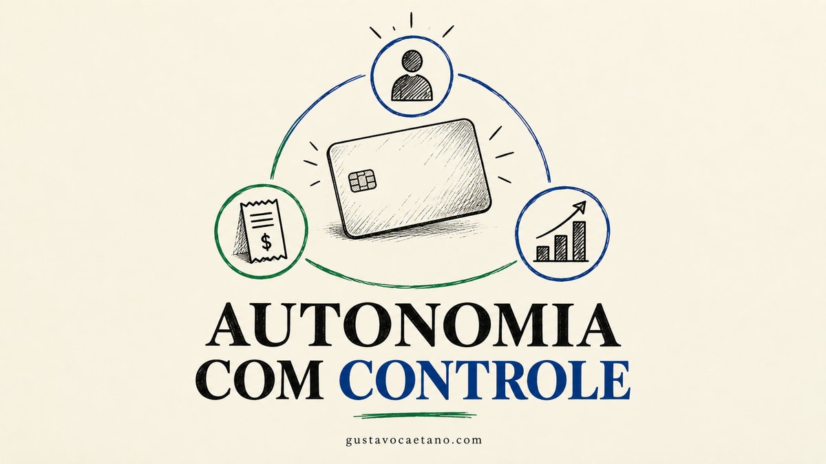 Caderno editorial com ilustração sobre cartão corporativo para empresas